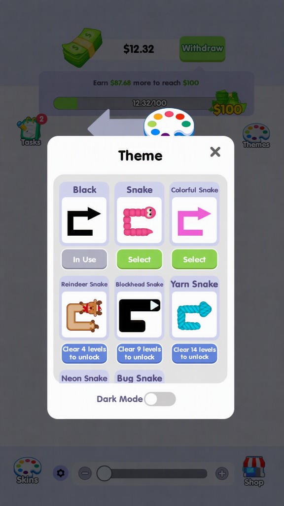 Theme selection and skins gallery